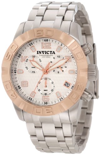 Invicta Men's 11451 Pro Diver Chronograph Silver Textured Dial Stainless Steel Watch
