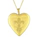 14K Gold over Sterling Silver Heart Shaped Locket w/ Fleur De Lis Necklace