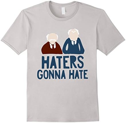 Men's Haters Gonna Hate Statler and Waldorf Muppets Funny T Shirt Medium Silver
