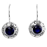 Sterling Silver Blue Sapphire Cubic Zirconia Earrings, Size: 11 mm