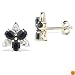 10k Yellow Gold 10mm Sapphire and Diamond Floral Stud Earrings