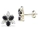 Jewelry : 10k Yellow Gold 10mm Sapphire and Diamond Floral Stud Earrings