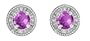 10k White Gold, February Birthstone, Amethyst and Diamond Earrings