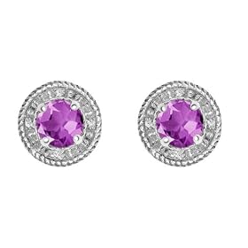Buy 10k White Gold, February Birthstone, Amethyst and Diamond Earrings by Amazon.com Collection