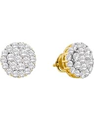 14KT Yellow Gold 2.00 CTW Diamond Flower Earrings