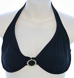 Swim Systems Women's Swimwear Separates Tops - Underwire Halter - Black with Gold Accents - 32 D