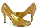 Tahari Lolly Tan Leather Classic Pumps on Small Platform