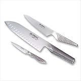 Global 3 Piece Hollow Ground Santoku Knife Set G-48338