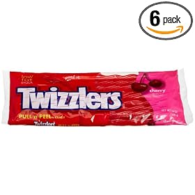Twizzlers Pull 'n' Peel Candy, Cherry, 14-Ounce Bags (Pack of 6)