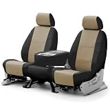 COVERKING CSCQ16RN7007 CUSTOM SEAT COVER (1 ROW) PREMIUM LEATHERETTE TAUPE BLACK... by Coverking