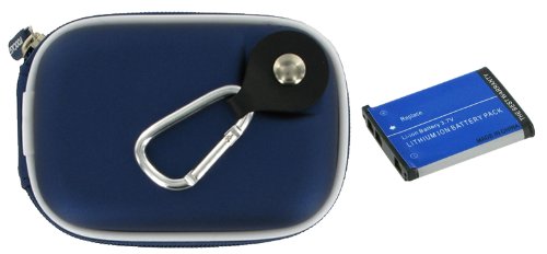 rooCASE 2n1 EVA Hard Shell (Dark Blue) Case with Memory Foam and Fuji NP-45 740mAh Li-Ion Battery for Fujifilm FinePix Z70 12 MP Digital Camera Black