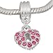 Pandora Style Silver Plated KEY to My HEART Pink Stone Bead *Fits Pandora, Chamalia, Biagi