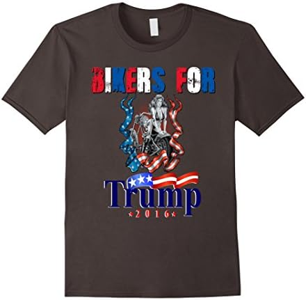 Men's Bikers For Trump Shirt Donald Motorcycle Pin Up USA Flag XL Asphalt
