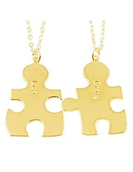Personalized Name Necklace Best Friend Necklace - Any Two Names with Two Chains 18k Gold Plated