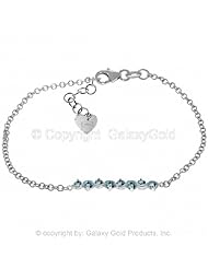 14k White Gold Prong Set Blue Topaz Bracelet