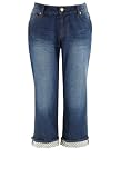Avenue Plus Size Printed Cuff Straight Leg Denim Capri
