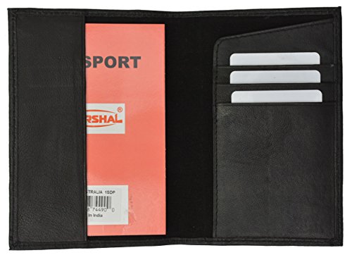 MARSHALGenuine Leather Passport Wallet, Cover, Credit Card Holder with Canada Emblem Imprint for International Travel