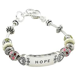 Silvertone Hope Inspiration Fashion Charm Bracelet