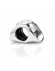 Chuvora Sterling Silver Cowboy Hat Bead Charm Fits Pandora Bracelet with hole size 3.9 mm.