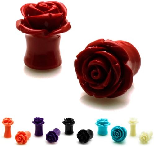 Acrylic Tunnel Expander Colorful Rose Ear Plugs