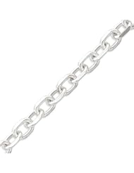 Sterling Silver Diamond-cut Open Link Cable Chain Bracelet - 9 Inch