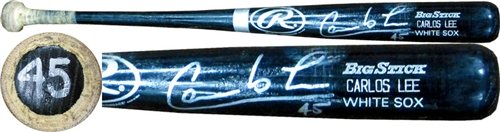 Carlos Lee Autographed/Hand Signed Game Used Chicago White Sox Rawlings BigStick Black Bat