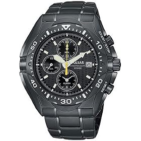 Click here to buy Pulsar Watches Pulsar Tech Gear Alarm Chronograph Black Ion Finish 100m Water Resistant .