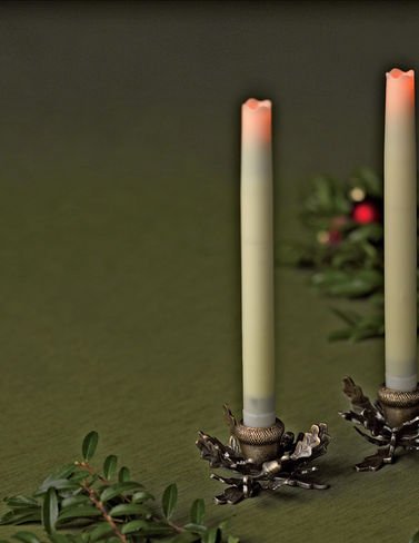 Flameless Wax Taper Candles, Set of 2