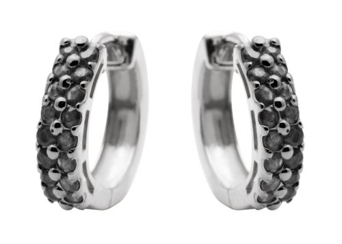 10k White Gold and Black Rhodium Black Diamond Hoop Earrings