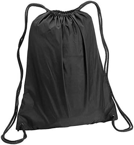 Black Drawstring Cinch Sack Backpack School Tote Gym Sports Beach Travel Bag