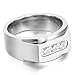 INBLUE Men's Stainless Steel Ring Band CZ Silver Tone Wedding