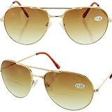Aviator Bifocal Sunglasses, Gold Color Metal Frame