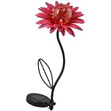 Moonrays 92202 Metal Flower with Solar Powered Color Changing Glass Ball, Pink