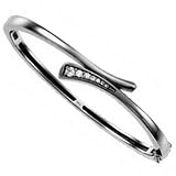 14kt White Gold Intersecting Journey Diamond Bangle
