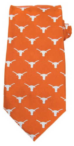 University of Texas – Longhorns – Woven Orange Logo White Bevo – Necktie – Tie