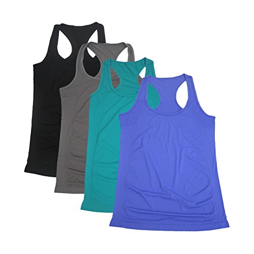 Semath Women's Sleeveless Loose Fit Round Neck Casual Cami Tank Top,4 Pack/Gray/Blue/Black/Royal Blue,Small, Small, 4 Pack/Gray/Blue/Black/Royal Blue