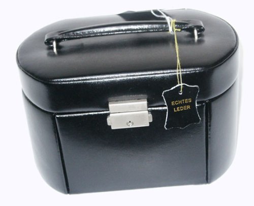 Leder Schicker ovaler Schmuckkoffer in SChwarz