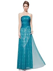 A-line Strapless Floor Length Tulle Natural   Waistline Lace Sheath Prom Dress 