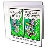 Londons Times Funny Society Cartoons - Dr. Jeky l And Mr. Hyde And Seek - Greeting Cards-12 Greeting Cards with envelopes