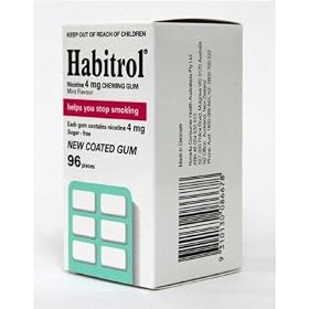 Habitrol Nicotine Gum, 4mg MINT flavor COATED gum. 96 pieces per box