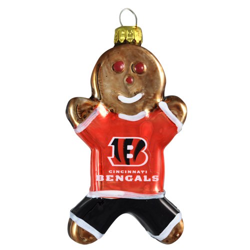 NFL Cincinnati Bengals Blown Glass Gingerbread Man Ornament