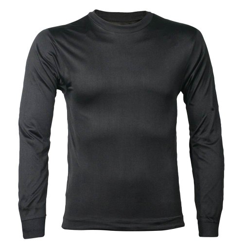 Terramar Mens Thermasilk Crew Neck Top, Black, X-Large