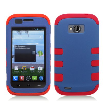 AIMO Progressive Combat Armor Case for ZTE Savvy Z750C [Straight Talk, Net10] - (Red / Blue)