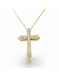14KT Yellow Gold Fabulous Pave Diamond CrossPendant. 1/2 CTW
