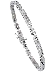 14k White Gold (4 mm wide) 7" Tennis Bracelet, w/ 42 Round Brilliant Diamonds; Total Carat Weight: .77; Clarity: SI; Color: H-I