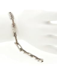 14K White Gold White and Champagne Diamond "Antique" Bracelet