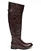 Breckelles BD49 Women Crinkle Leatherette Round Toe Riding Thigh High Boot - Light Brown