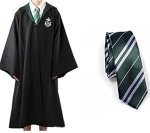 Harry Potter Youth Adult Robe Cloak Tie Slytherin School M with Free Letter
