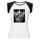 Artsmith, Inc. Women's Cap Sleeve T-Shirt God Is My Judge Skulls Cross and Angel Wings