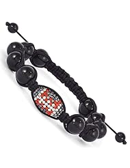 Swarovski Elements Cincinnati Spirit Football & Onyx Macrame Bracelet